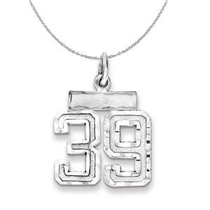 Silver, Varsity Collection, Small D/C Number 39 Necklace - 24 In
